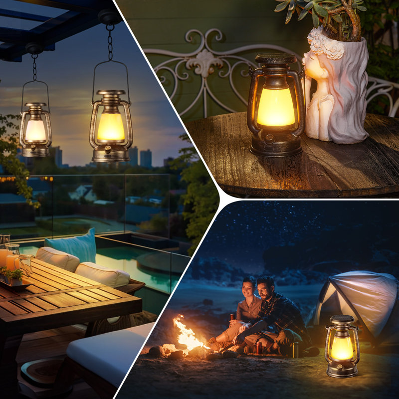 BUCASA Solar Lantern Outdoor Lights Vintage Flickering Flame Solar Lanterns Lights Outdoor Waterproof Rechargeable Hanging Outdoor Solar Lanterns Lights Solar Powered Lanterns For Camping Yard Reviews...